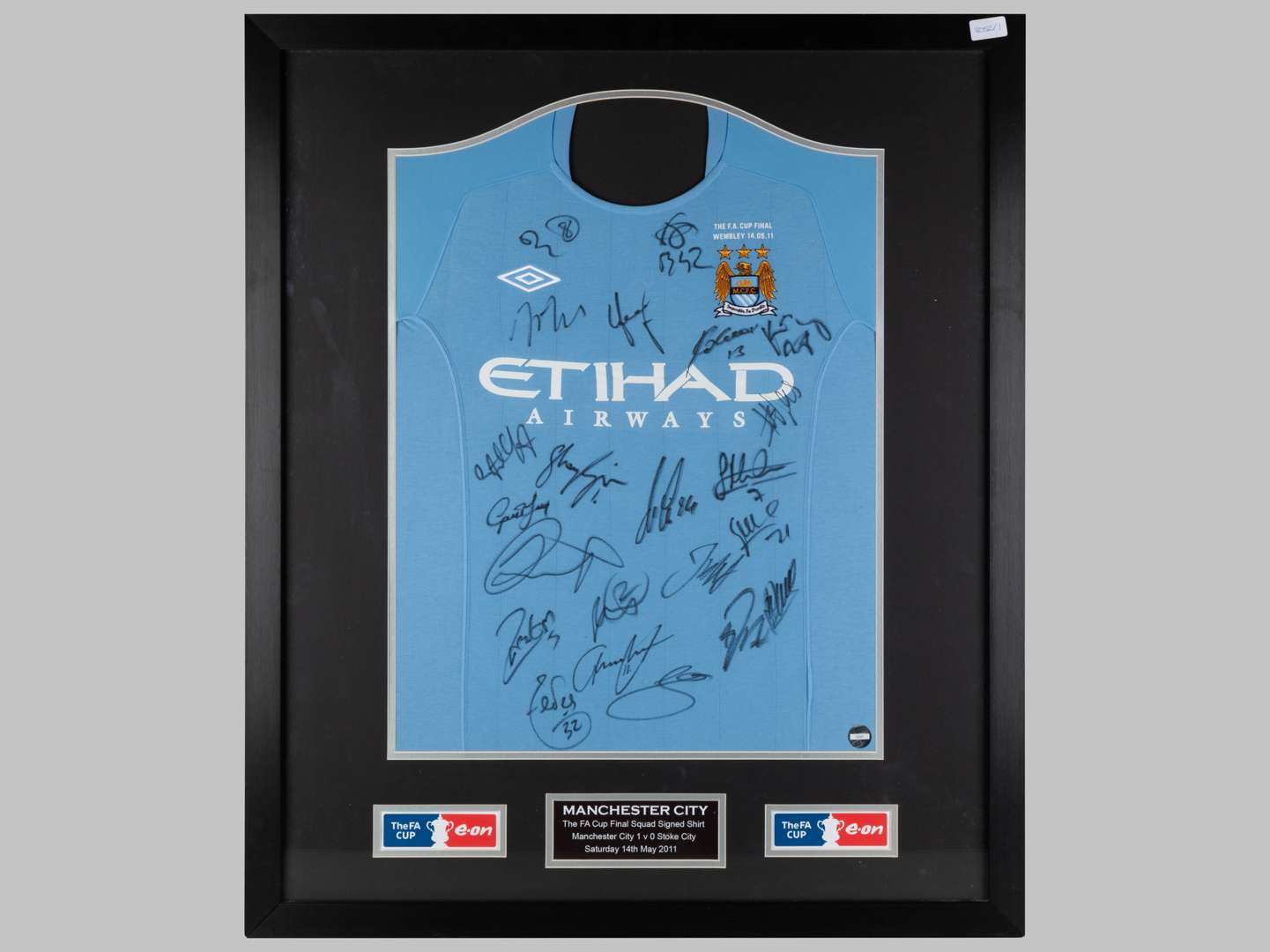 Manchester City 2011 FA Cup winners signed and framed club shirt