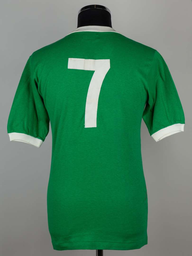 George Best green and white No.7 Northern Ireland match worn short-sleeved shirt, 1964. - Image 2 of 4
