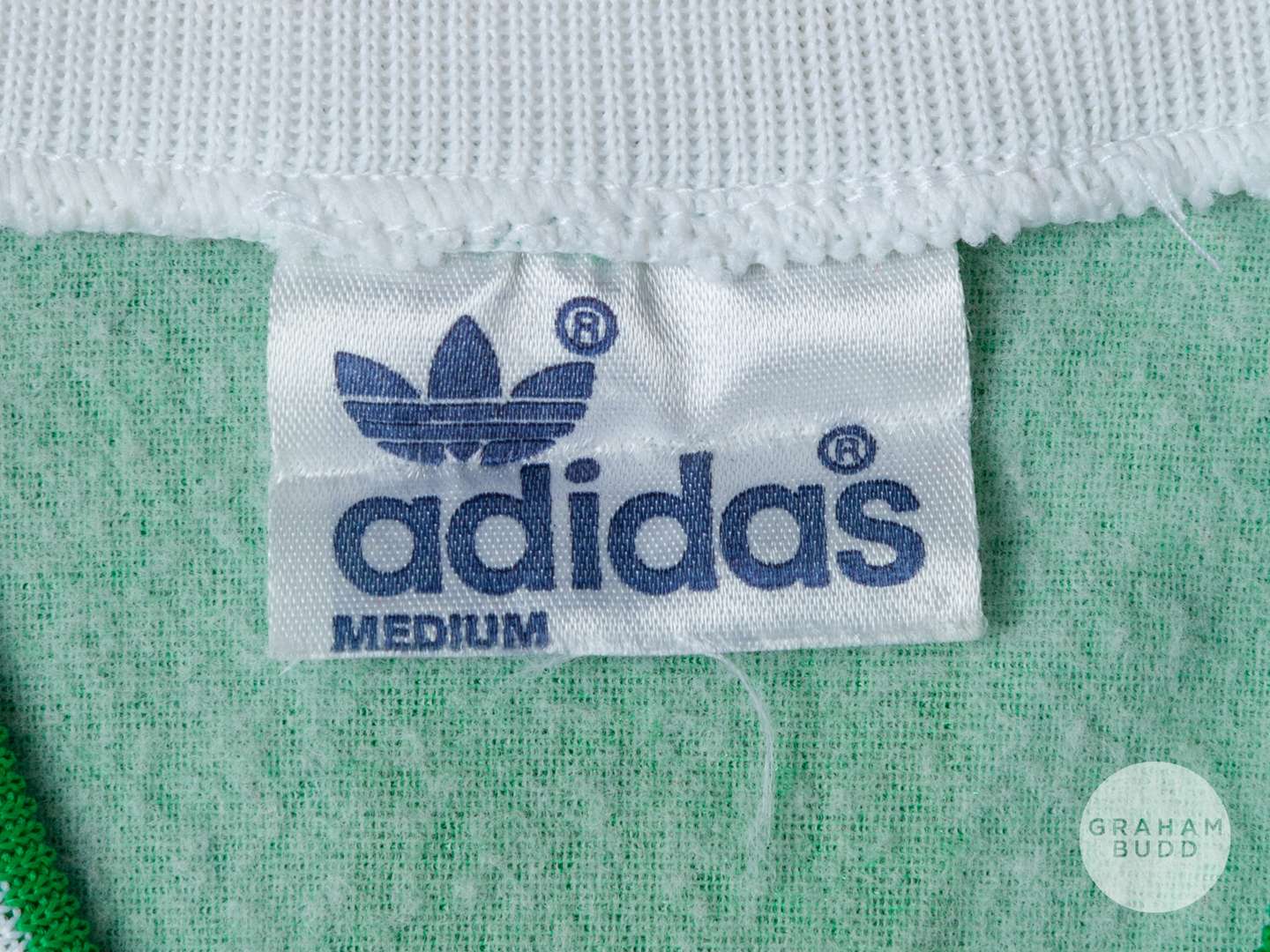 Viv Anderson green and white No.17 Northern Ireland v. England long-sleeved shirt, Adidas, 1984 - Image 4 of 5