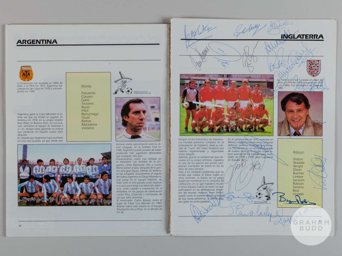 Viv Anderson two World Cup 1986 tournament brochures each bearing eighteen squad player autographs - Image 3 of 3