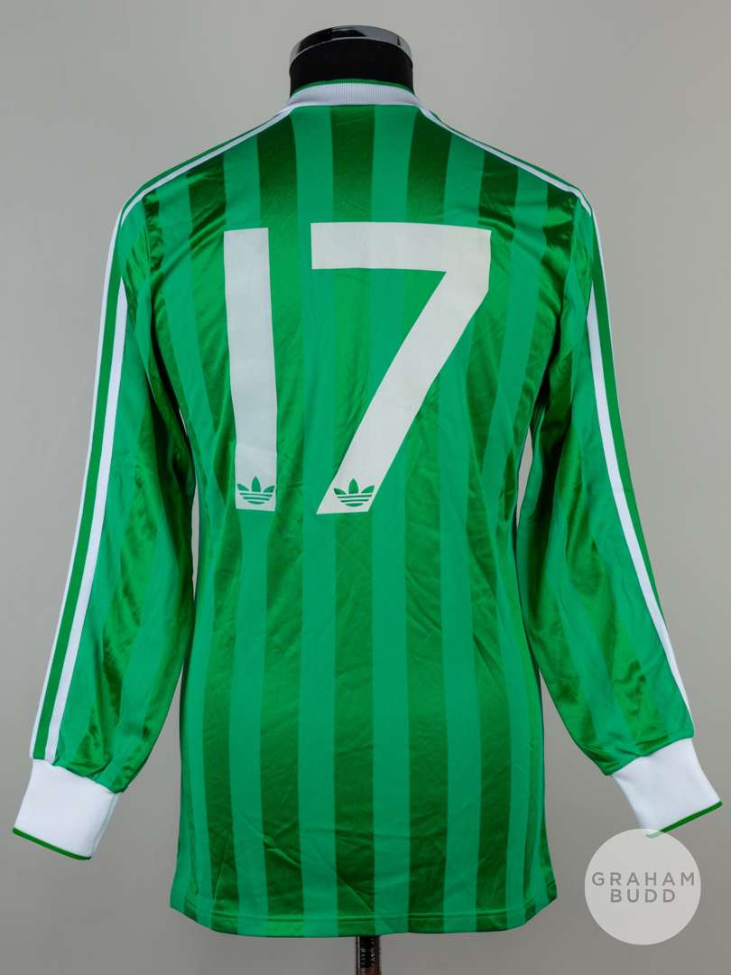 Viv Anderson green and white No.17 Northern Ireland v. England long-sleeved shirt, Adidas, 1984 - Image 2 of 5