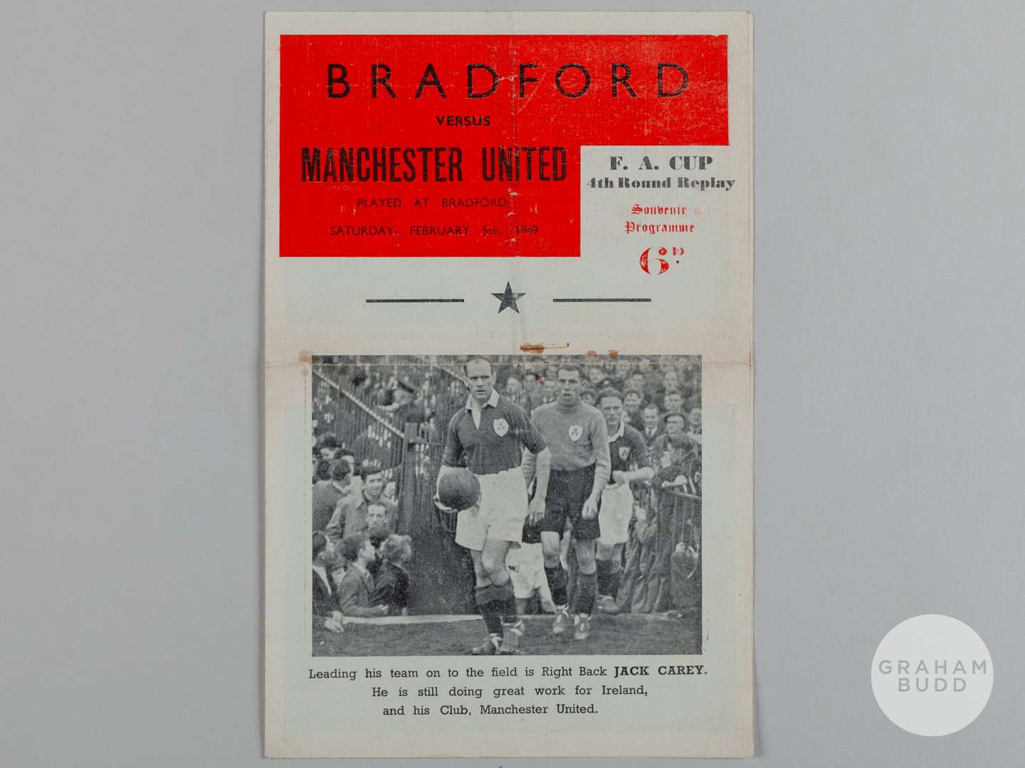 Bradford Park Avenue v Manchester United F.A. Cup 4th Round Replay programme, 1949.