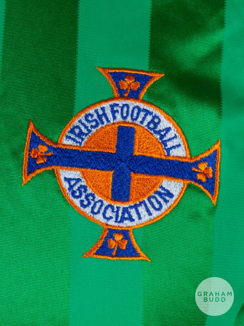 Viv Anderson green and white No.17 Northern Ireland v. England long-sleeved shirt, Adidas, 1984 - Image 3 of 5