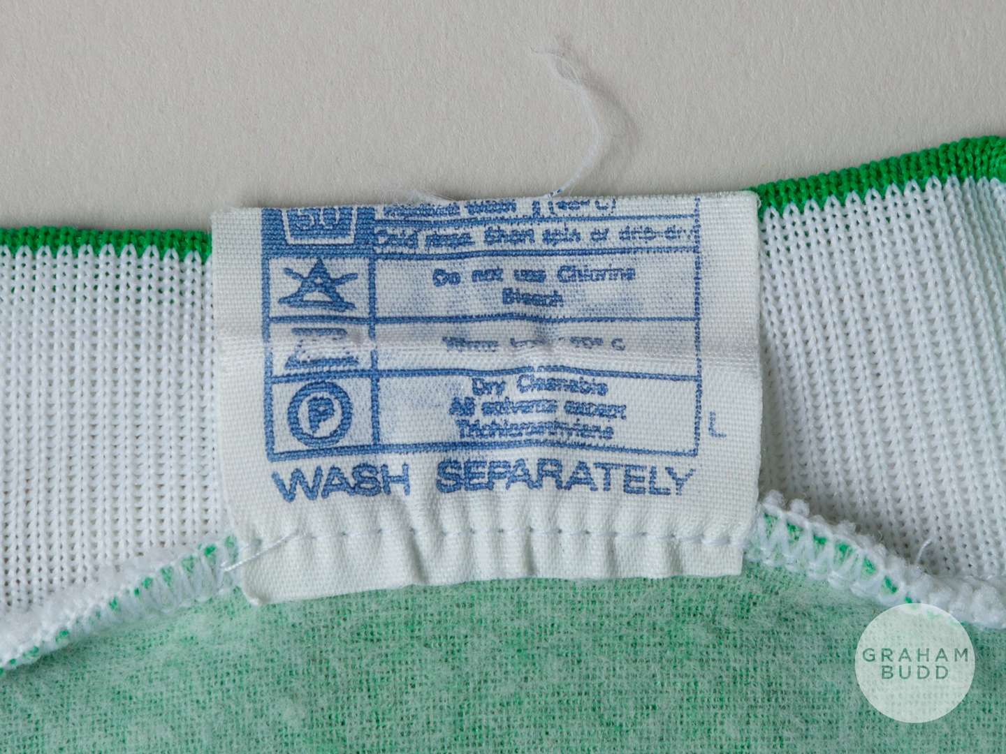 Viv Anderson green and white No.17 Northern Ireland v. England long-sleeved shirt, Adidas, 1984 - Image 5 of 5