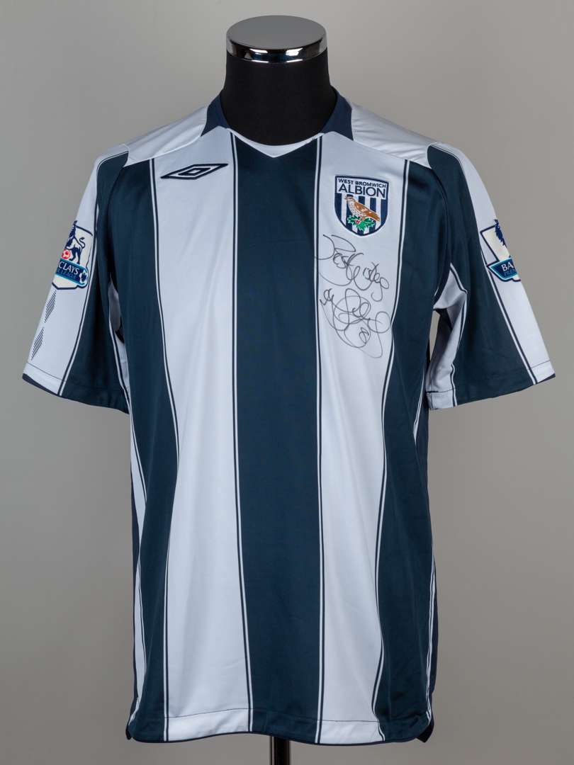 Jonathan Greening blue and white No.8 West Bromwich Albion short-sleeved shirt, 2008-09
