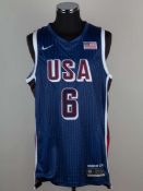 LeBron James autographed USA basketball shirt.
