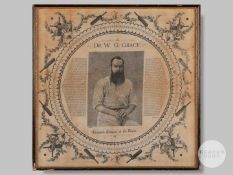 Late 19th century W G Grace commemorative handkerchief Champion Cricketer of the World.