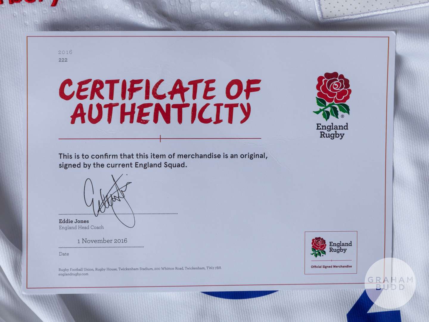 Squad signed white England rugby shirt, season 2016-17 - Image 8 of 8