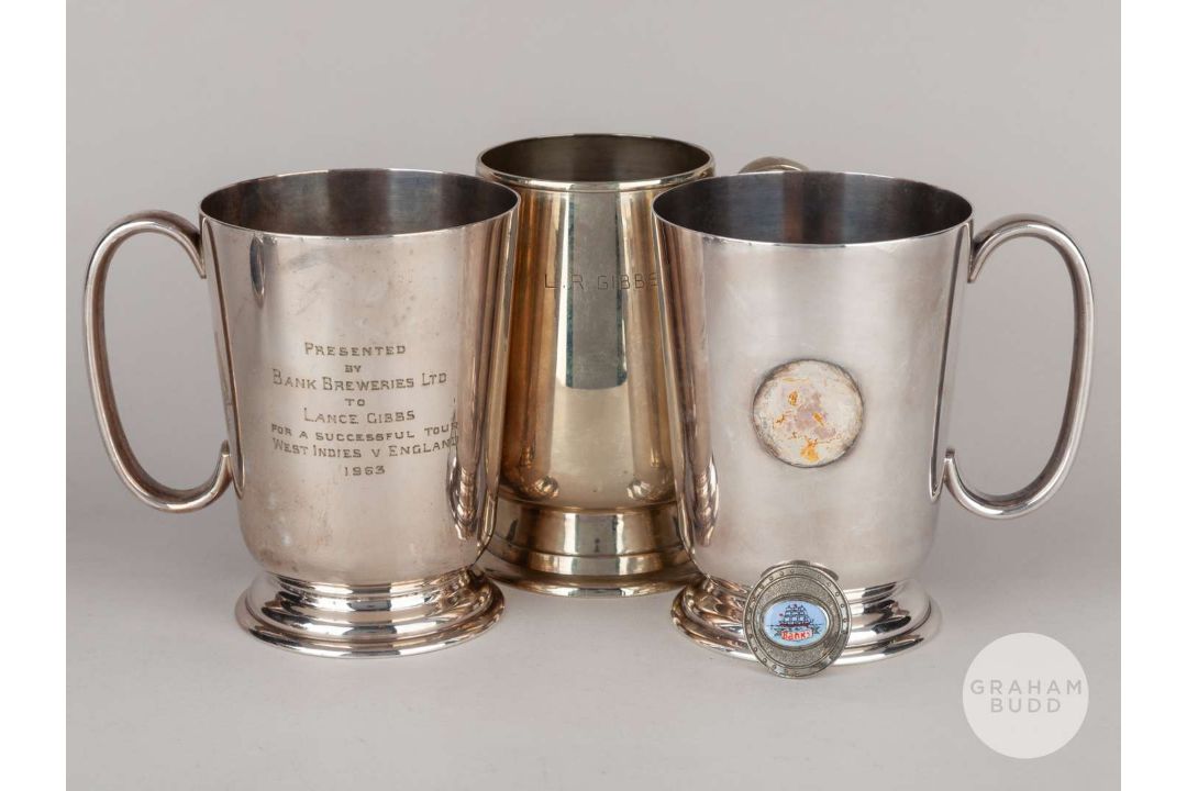 Lance Gibbs five various white-metal tankards. - Image 2 of 3