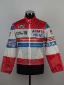 A red white and blue James Hunt 1976 F1 World Champion commemorative pit jacket.