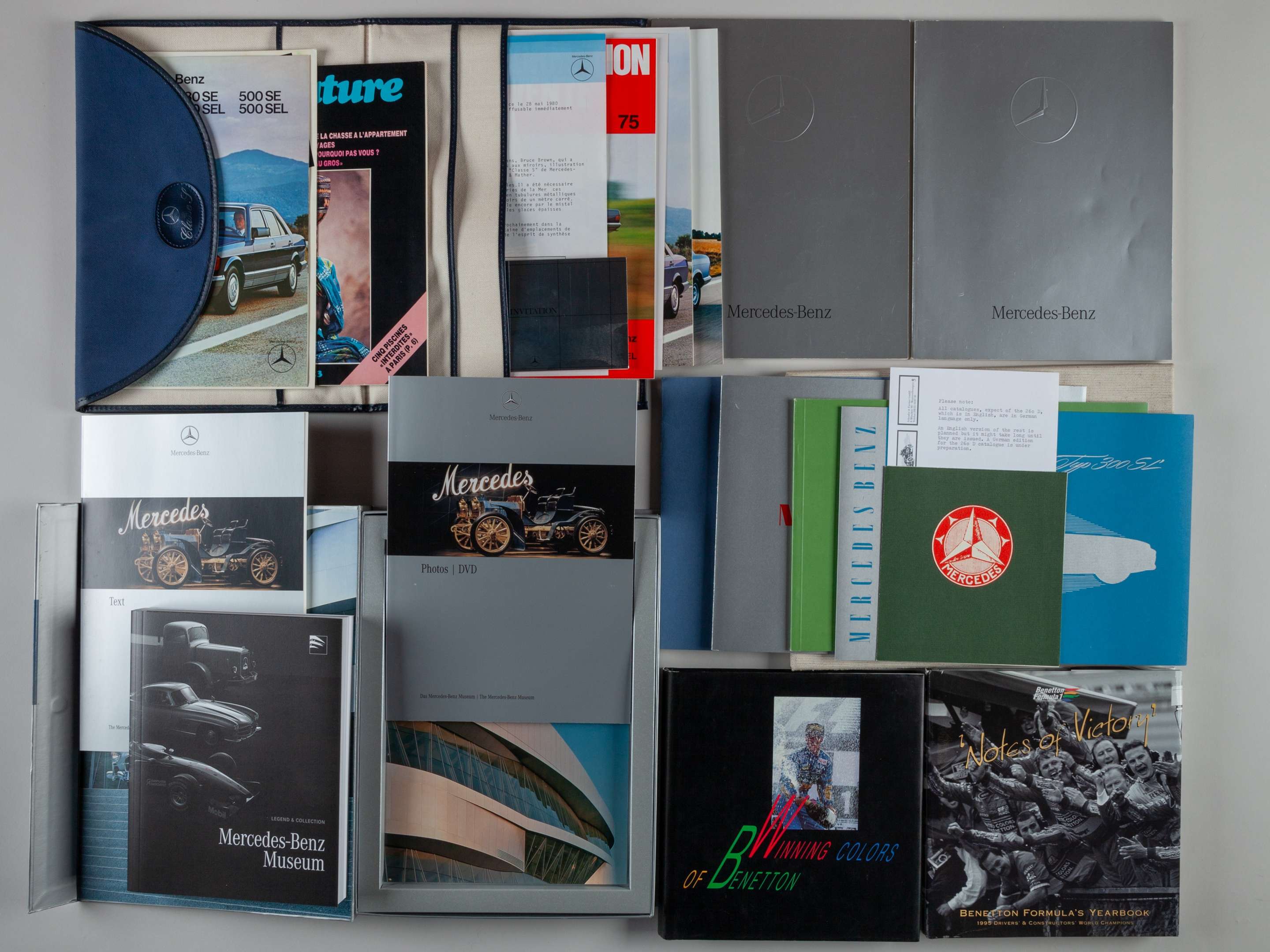 Four reproduction Mercedes car catalogues, 1976.