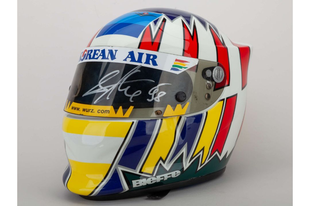 An Alexander Wurz autographed Bieffe helmet with sponsors logos - Image 1 of 6