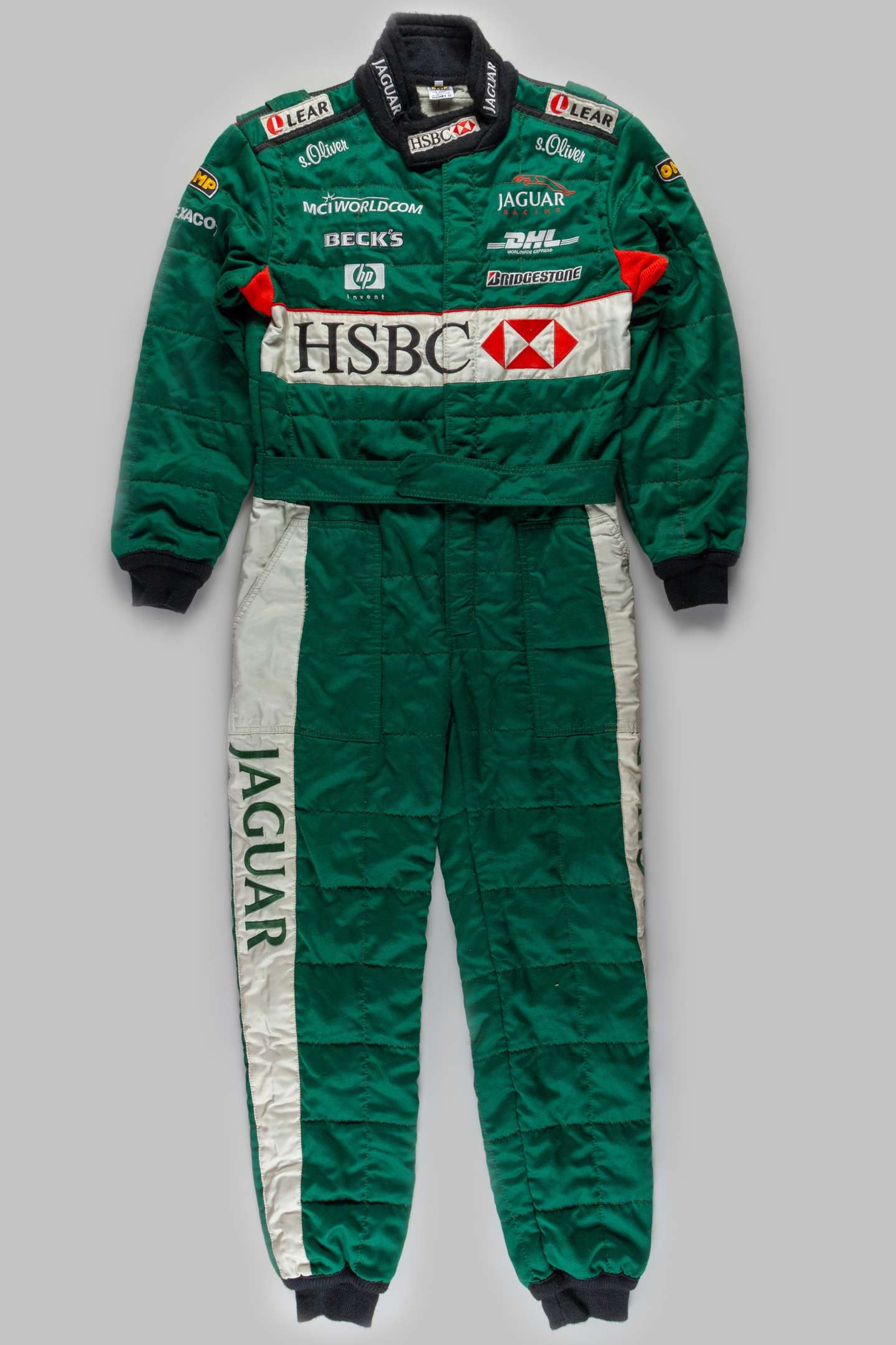 Johnny Herbert Jaguar test used race suit, by OMP