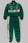 Johnny Herbert Jaguar test used race suit, by OMP