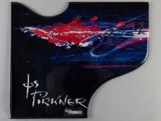 A 2007 Red Bull rear wing end plate with Jos Pirkner sponsor's logo