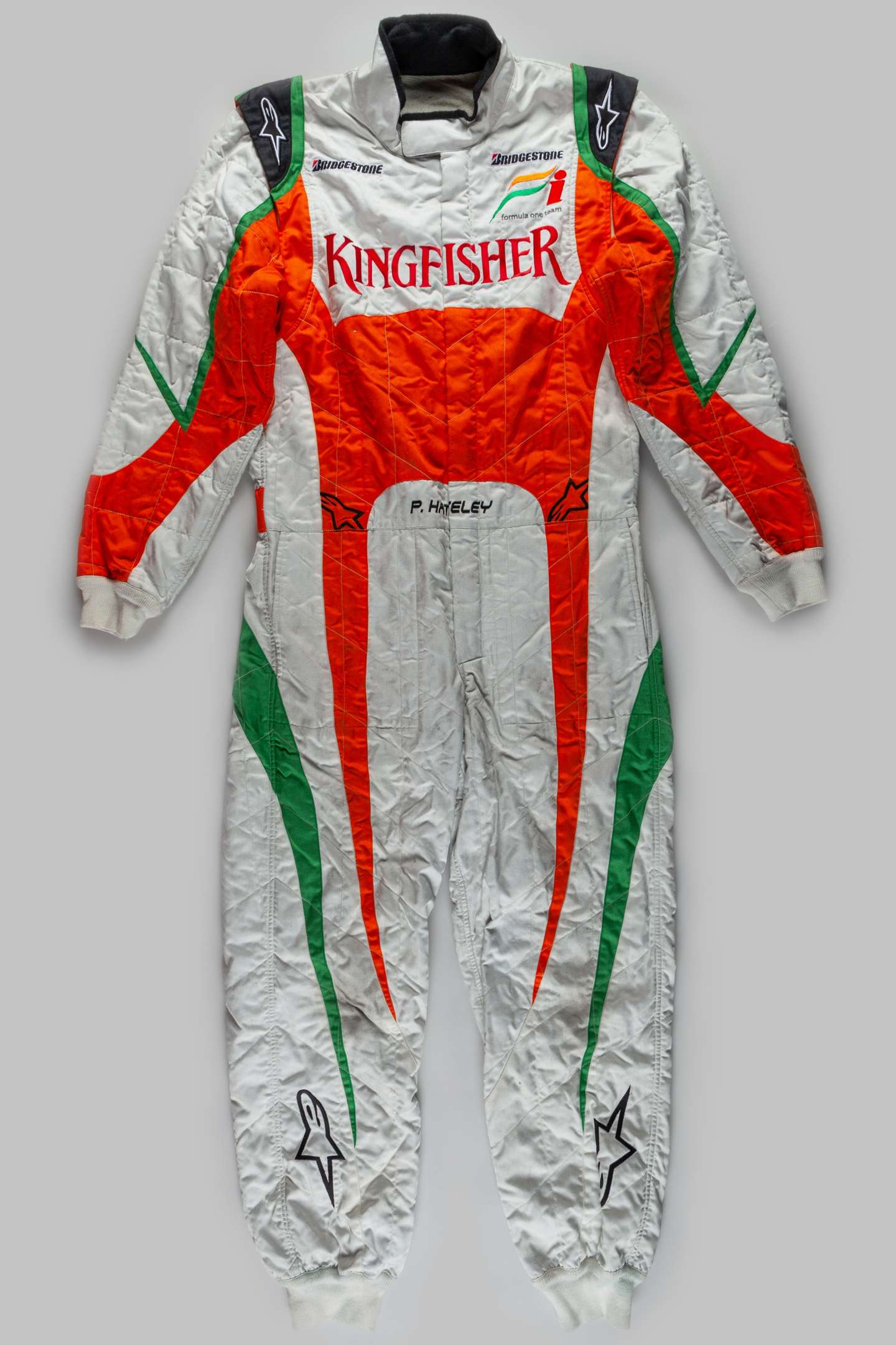 An original pit crew suit as used by a Force India team mechanic in the 2009.