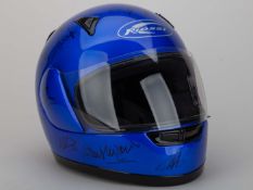 A blue signed helmet from Goodwood Festival of Speed.
