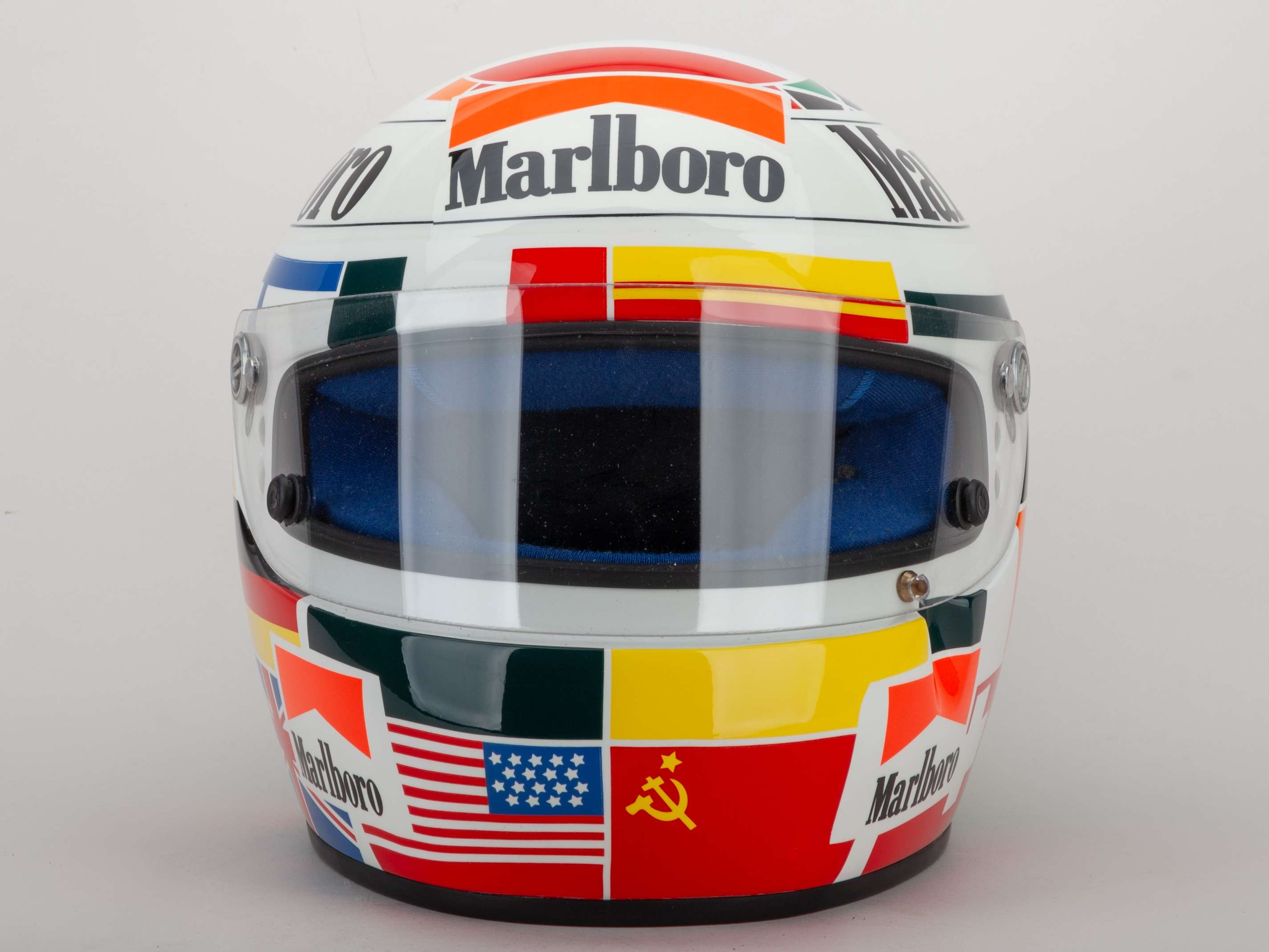 A Gerhard Berger Bieffe replica helmet with sponsors logos - Image 2 of 6