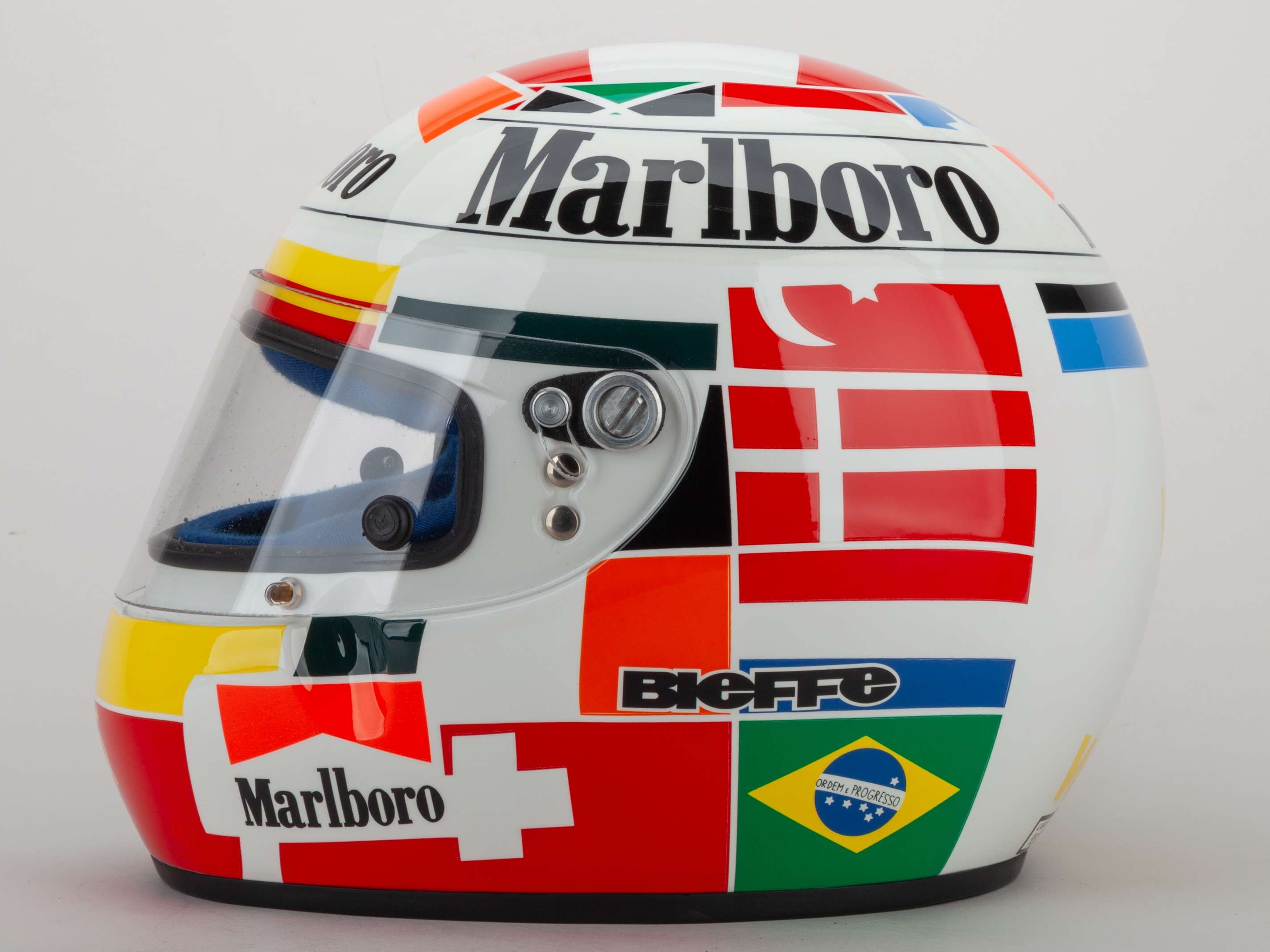 A Gerhard Berger Bieffe replica helmet with sponsors logos - Image 3 of 6