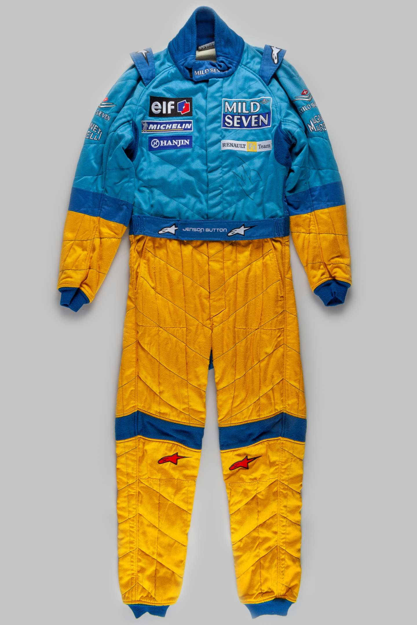 Jenson Button Renault autographed race suit, by Alpinestars&nbsp;