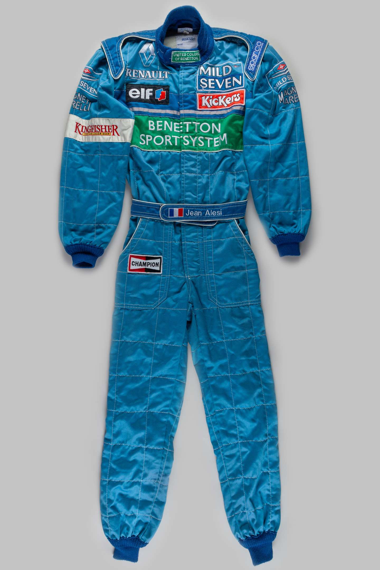 Jean Alesi 1996 Benetton race worn suit, by Sparco