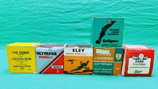 128 X MIXED 12 GAUGE CARTRIDGES INCLUDING COLLECTORS THREE CROWNS, HULL CARTRIDGE, GALLYONS,
