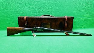 G E LEWIS 12 BORE SIDE BY SIDE HAMMER ACTION SHOTGUN, SIDELOCK, ENGRAVED SIDE PLATE,