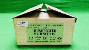 200 X ELEY HUSHPOWER 12 GAUGE SUBSONIC FIBRE WAD CARTRIDGES 32 GRM 6 SHOT - (TO BE COLLECTED IN
