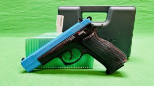 A BOXED CHIPPA 75 ARMEX 8MM BLANK FIRE PISTOL COMPLETE WITH CLEANING ROD AND INSTRUCTIONS - (ALL
