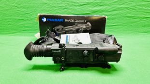 A PULSAR DIGISIGHT RIFLE SCOPE MODEL N550 BOXED WITH BATTERY PACK AND BAG.
