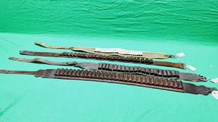 THREE LEATHER 12 GAUGE CARTRIDGE BELTS PLUS .