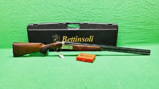BETTINSOLI 12 GAUGE OVER AND UNDER MULTI CHOKE SHOTGUN, #261942 TOTAL FIVE CHOKES, KEY,