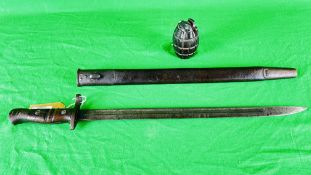 A REMINGTON BAYONET 1913 PATTERN NOVEMBER 1916 SCABBARD MARKED TU HOME GUARD WW2 USE + A CASTING OF