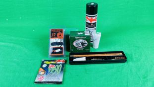 A GROUP OF SHOTGUN CLEANING ACCESSORIES TO INCLUDE 450ML NAPIER CAN RAPID DEGREASER,
