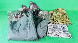 3 X LARGE CAMO SHIRTS ALONG WITH 3 XXXXL CAMO T SHIRTS + SPECIALISED WATERPROOF JACKET
