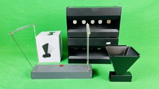 TWO AS NEW KNOCK DOWN 4 SHOT TARGET BOXES + AS NEW POST MOUNT PAPER TARGET BACK BOX & CHRONOGRAPH