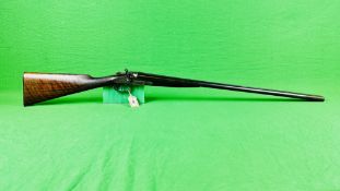 G E LEWIS 12 BORE SIDE BY SIDE HAMMER ACTION SHOTGUN, SIDELOCK, ENGRAVED SIDE PLATE,
