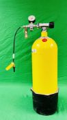 A HIGH PRESSURE CYLINDER COMPLETE WITH REGULATOR AND HOSE - REQUIRES CERTIFICATION