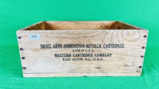 ANTIQUE WOODEN AMMUNITION CRATE 