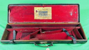 ANTIQUE LEATHER BOUND MOTORING CASE BEARING LABEL J.F. SMYTHE DARLINGTON - INTERNAL LENGTH 80CM.