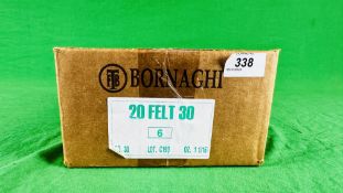250 X 20 GAUGE BORNAGHI FELT 30 GRM G SHOT CARTRIDGES - (TO BE COLLECTED IN PERSON BY LICENCE