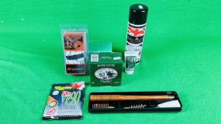 A GROUP OF SHOTGUN CLEANING ACCESSORIES TO INCLUDE 450ML NAPIER RAPID DEGREASER,