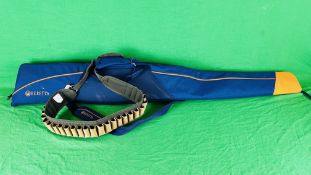 A BERETTA PADDED GUN SLIP, BERETTA 12 GAUGE CARTRIDGE BELT,