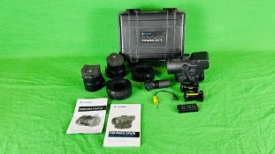 BOXED PULSAR FORWARD DFA75 DIGITAL NIGHT VISION ATTACHMENT ALONG WITH TWO BOXED COVER RING ADAPTORS