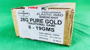 250 X GAMEBORE 28 BORE PURE GOLD 19 GRM 6 SHOT CARTRIDGES - (TO BE COLLECTED IN PERSON BY LICENCE