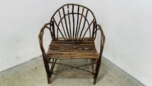 NATURAL WILLOW COUNTRY CRAFTS ELBOW CHAIR.