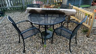 KETLER METALCRAFT CIRCULAR GARDEN TABLE DIAMETER 110CM WITH FOUR MATCHING CHAIRS AND KETLER GARDEN