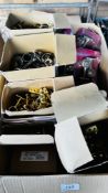 LARGE ASSORTMENT BRASS AND CHROME FINISH RAIL HOLDERS.