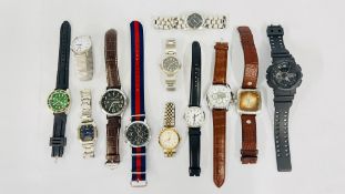 A GROUP OF 12 ASSORTED GENT'S WRIST WATCHES TO INCLUDE EXAMPLES MARKED ROYAL, STORM AND TIMEX.