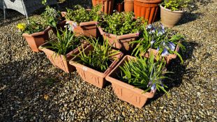 TWO PAIRS SQUARE TERRACOTTA EFFECT PLANTERS,